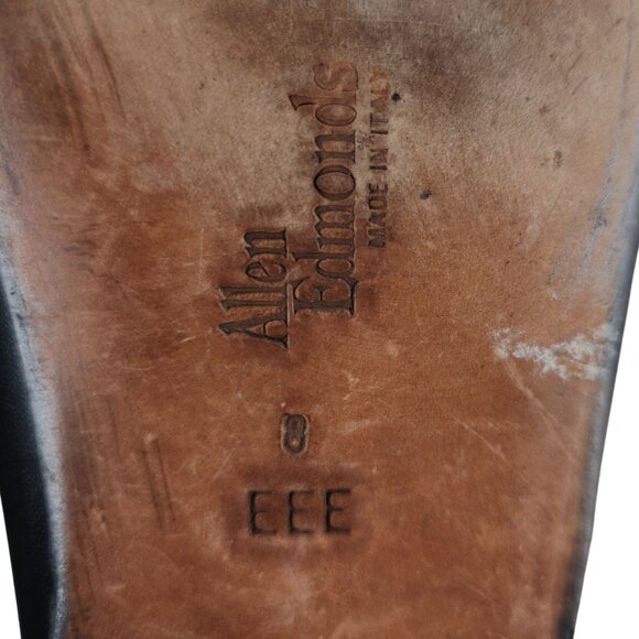 Allen Edmonds Italian Dress Shoes Men 8 Butter Soft Black Leather Tassel Loafers - Picture 12 of 13